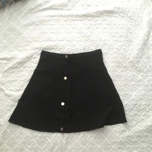 Black slip-on, A-line mini skirt